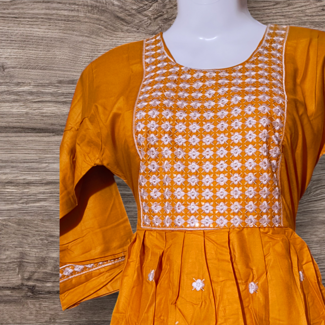 Printed Two Piece Yellow Kurti