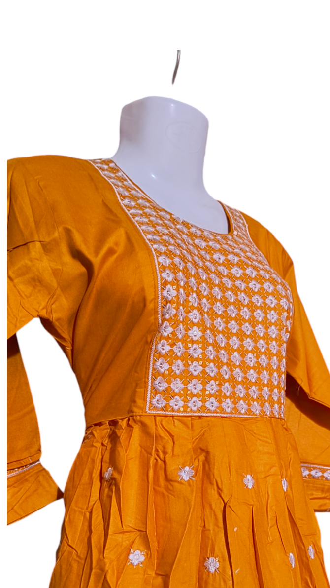 Printed Two Piece Yellow Kurti