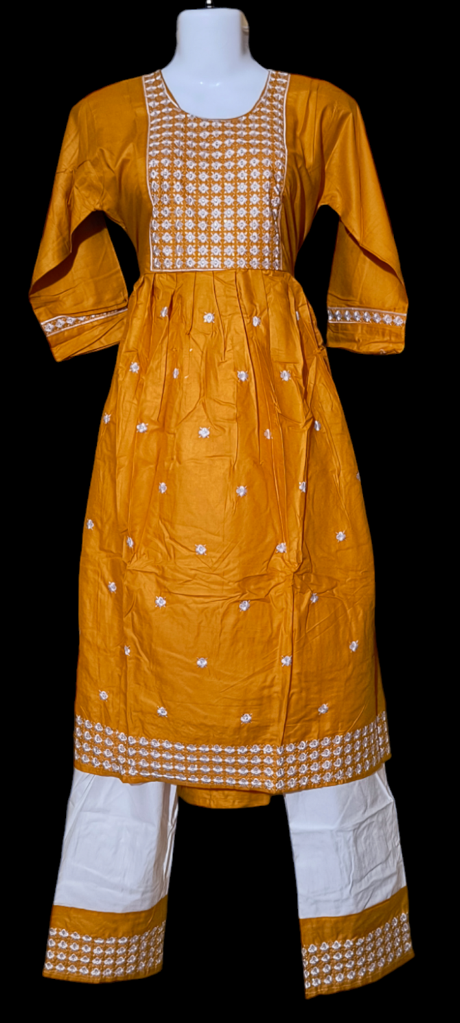 Printed Two Piece Yellow Kurti